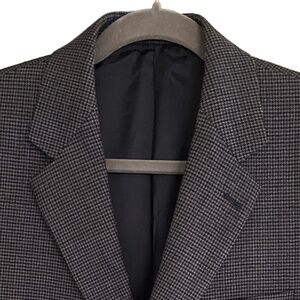 Ralph Lauren Houndstooth 100% Wool Blazer Jacket 40R Gray